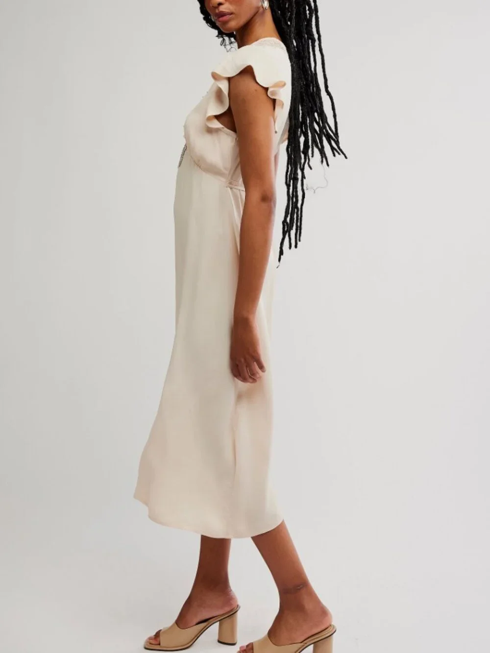 FREE PEOPLE Tied With Joy Midi Dress / Pastel Rose Tan